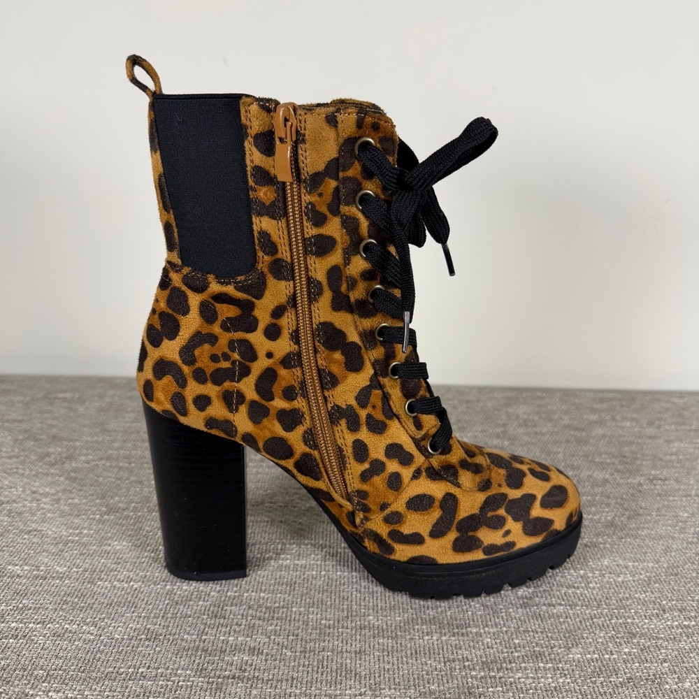 Refresh Leopard Lace-Up Boots - Picture 3 of 6